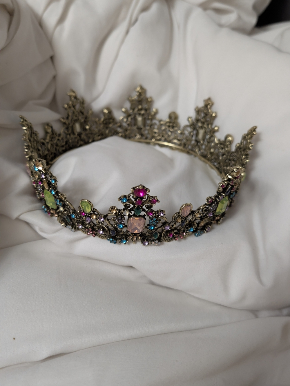 Bejeweled Gold-Tone Multicolor Tiara Crown